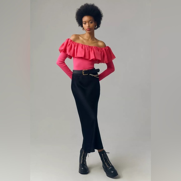 Anthropologie Off-The-Shoulder Organza Ruffle Top - Picture 3 of 16